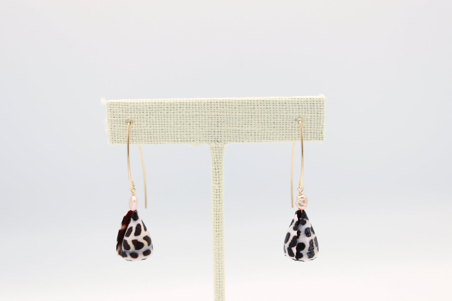 Hebrew Cone Shell & Pearl Hook Earrings