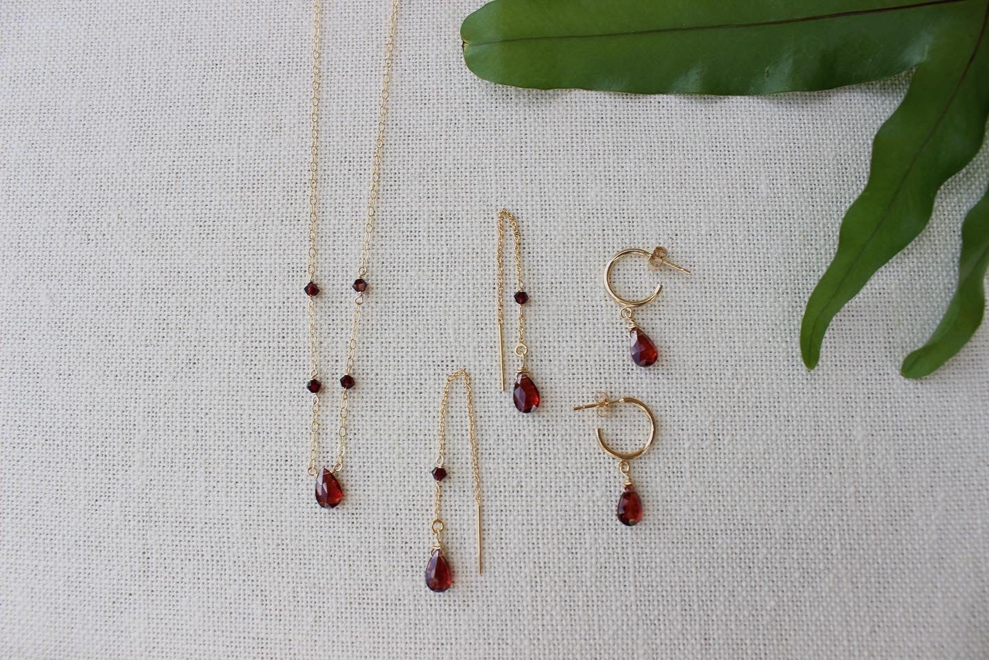 Garnet Threader Earrings