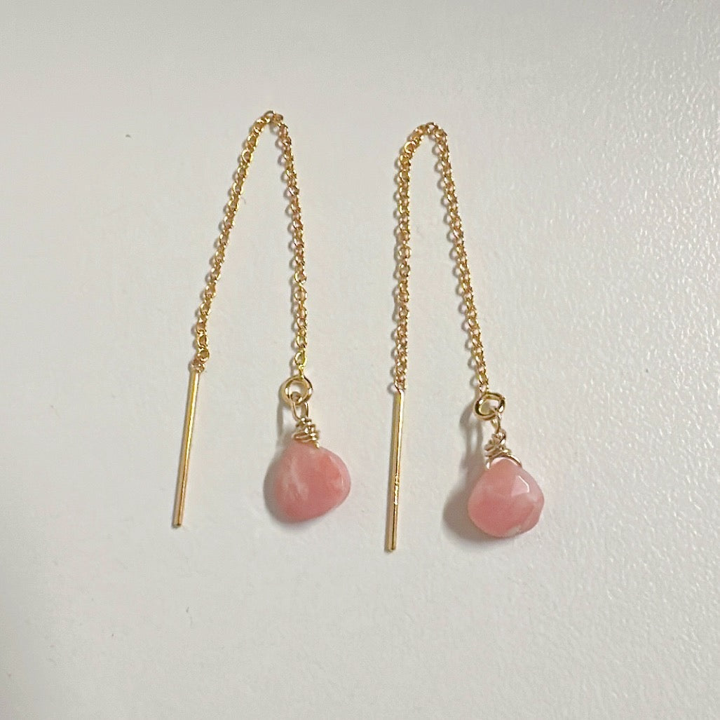 Rose Quartz Threader Earrings