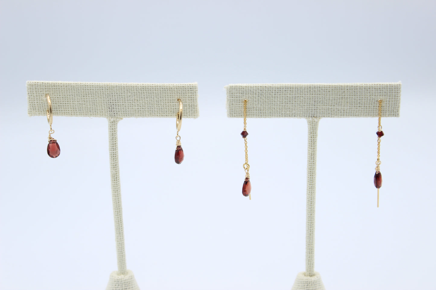 Garnet Hoop Earrings