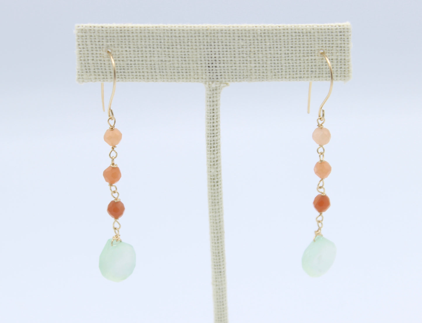 Chalcedony and Orange Bead Earrings