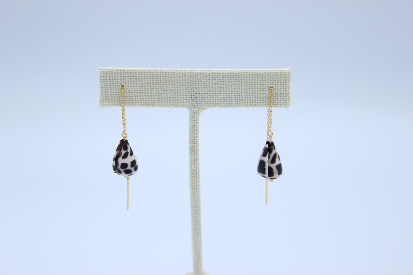 Black Hebrew Cone Shell Threader Earrings
