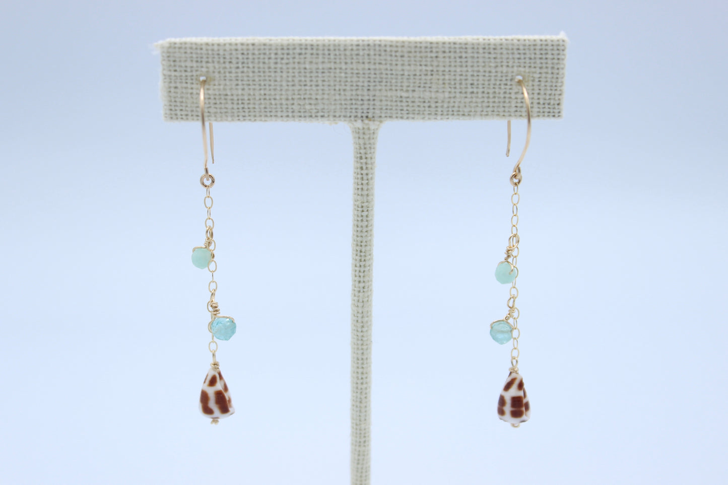 Brown Hebrew Cone Shell Dangler Earrings