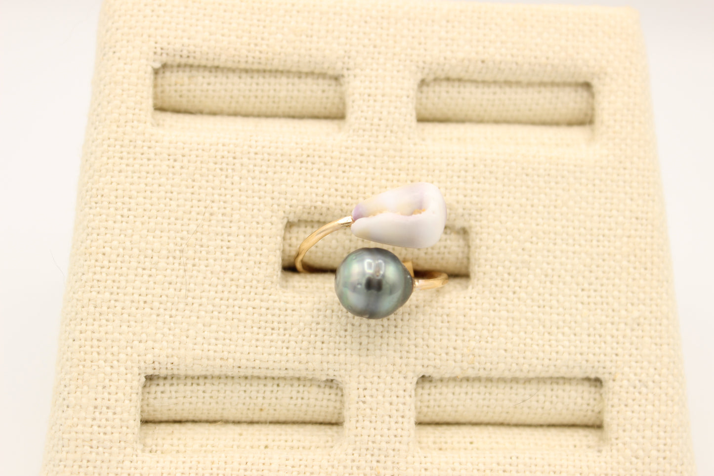 Cone Shell & Tahitian Pearl Ring