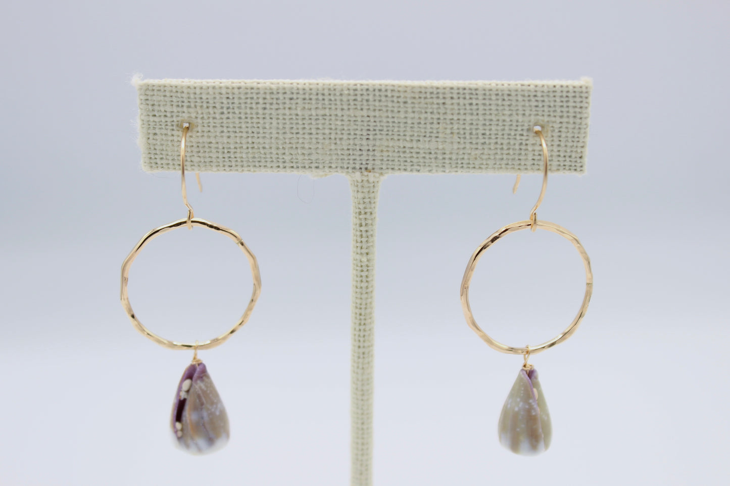 Circle Hebrew Cone Shell Earrings