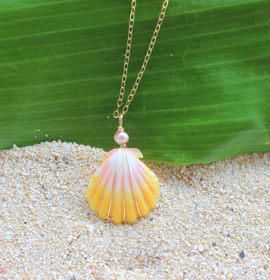 Baby Pink Sunrise Shell Necklace