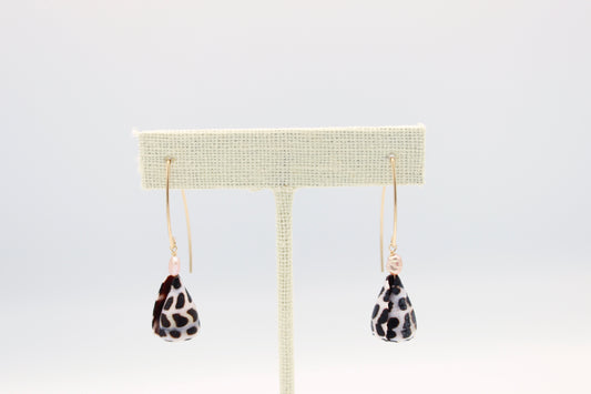 Hebrew Cone Shell & Pearl Hook Earrings