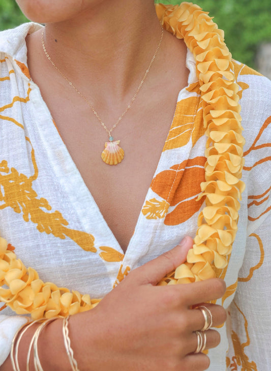 Amazonite Sunrise Shell Necklace