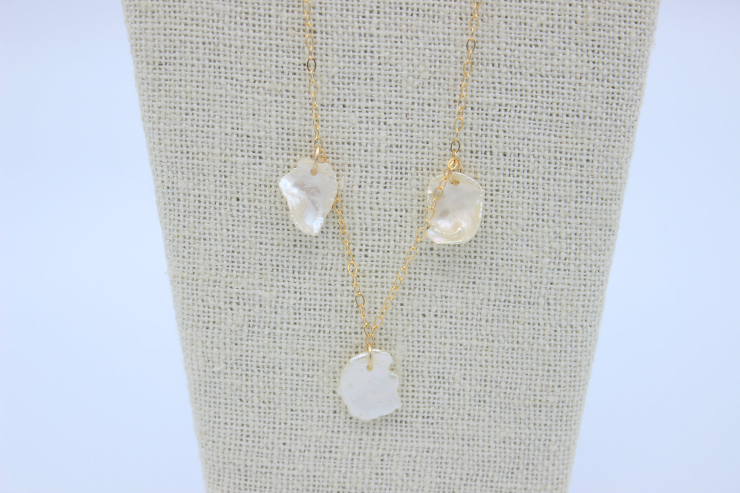Triple Cornflake Pearl Necklace