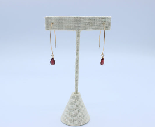 Garnet Ear Wire Earrings