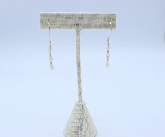 White Keshi Dangler Earrings