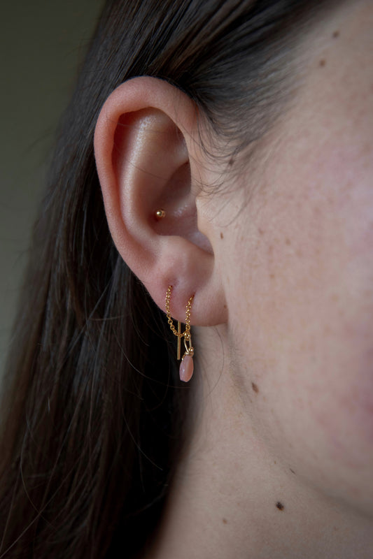 Rose Quartz Threader Earrings