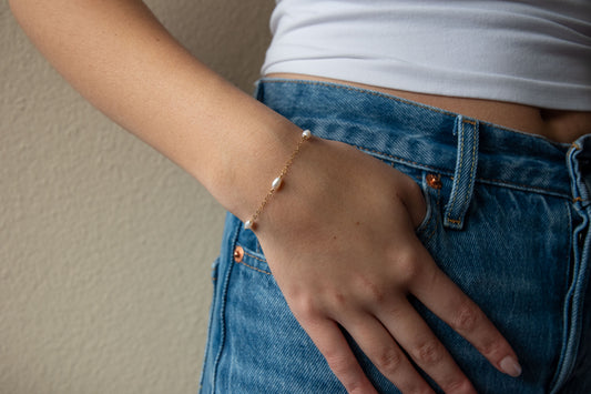 White Keshi Pearl Bracelet